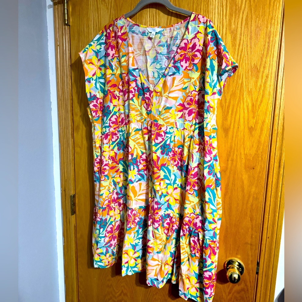 XXL Time and Tru floral Hawaiian print dress swim cover up